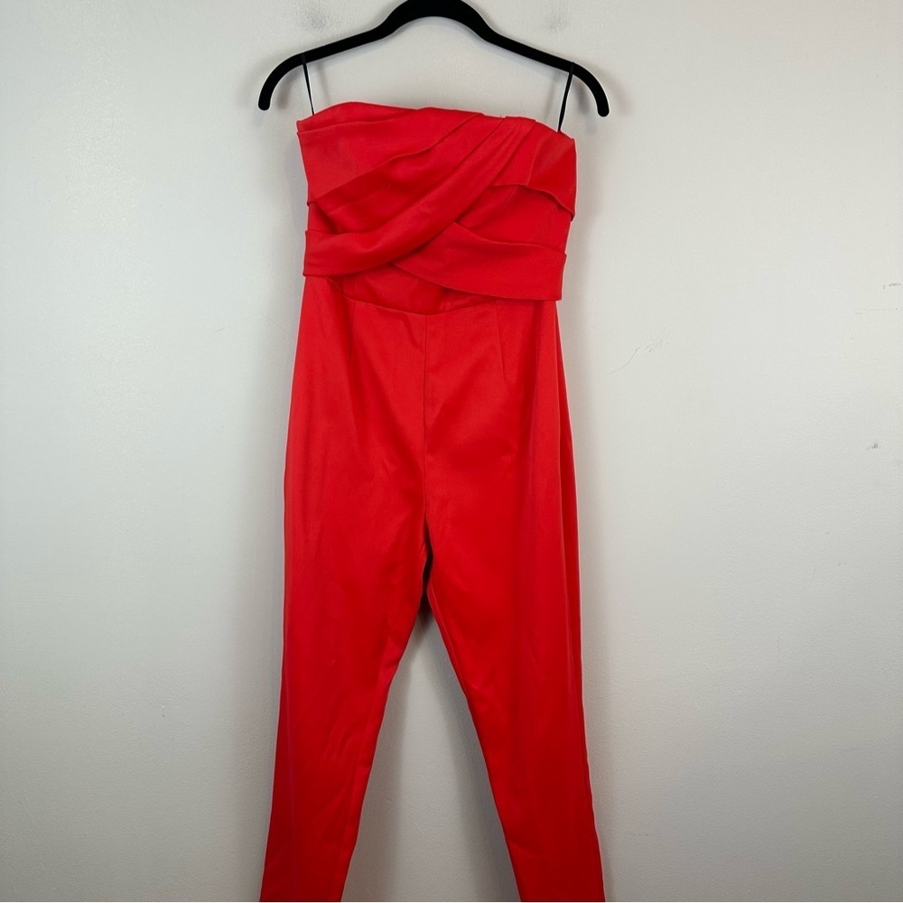 Rachel Rachel Roy | Red Strapless Jumpsuit Ruched Bodice Size 2